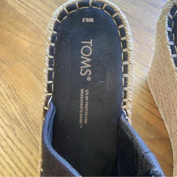 TOMS Monica Mule Espadrille Wedge Platform Sandals Black Size 9.5 - Picture 10 of 14